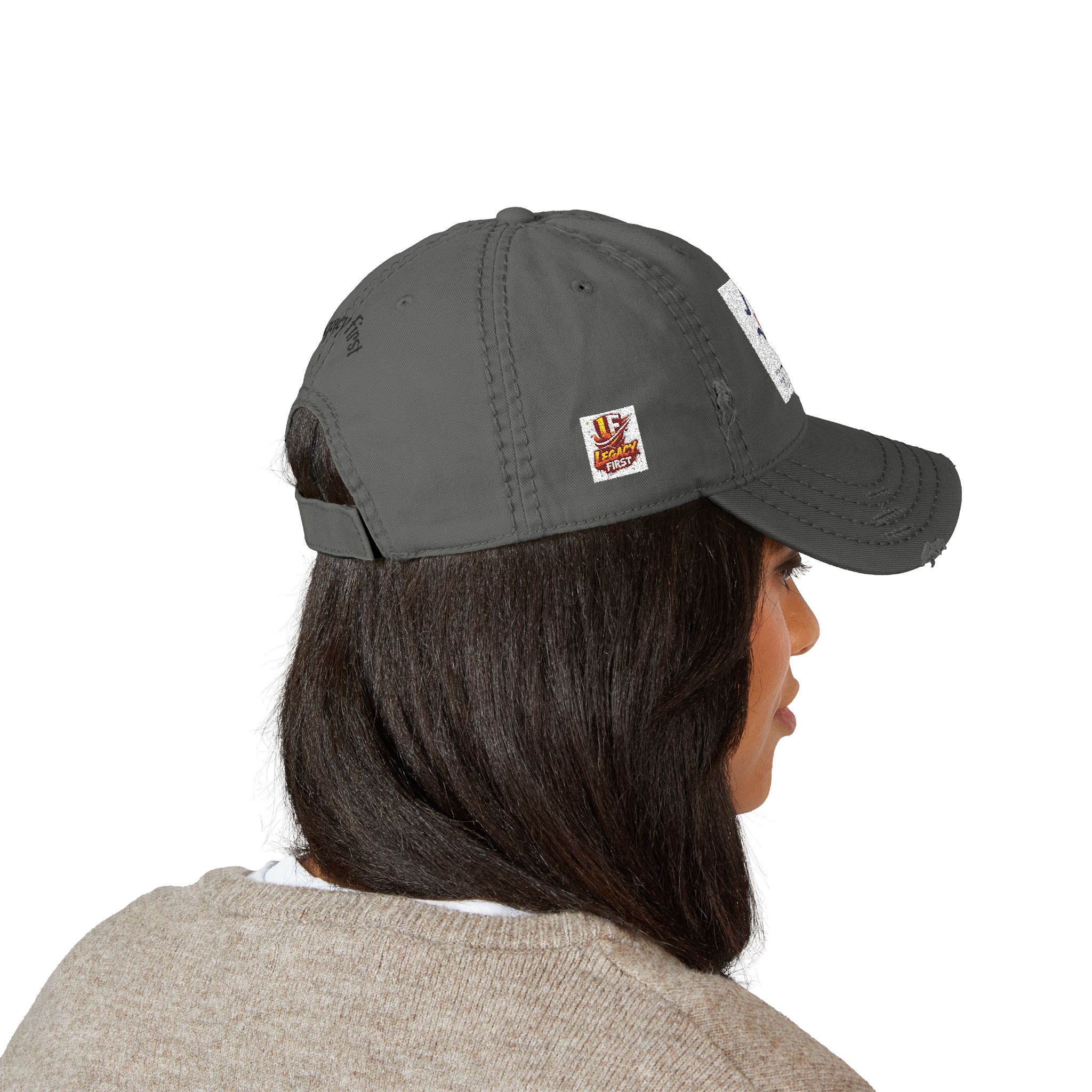 Distressed Embroidered Dad Hat — "First Step" Logo Cap - Image 4