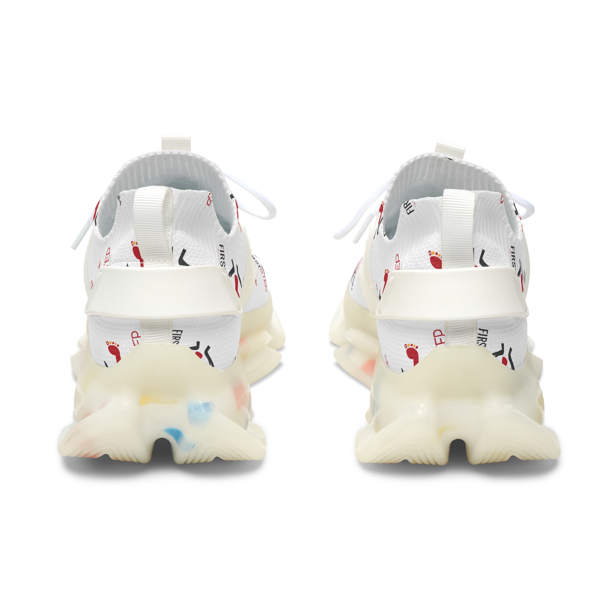 Women's Mesh Sneakers — White Breathable Athletic Trainers with Logo Print - Image 3