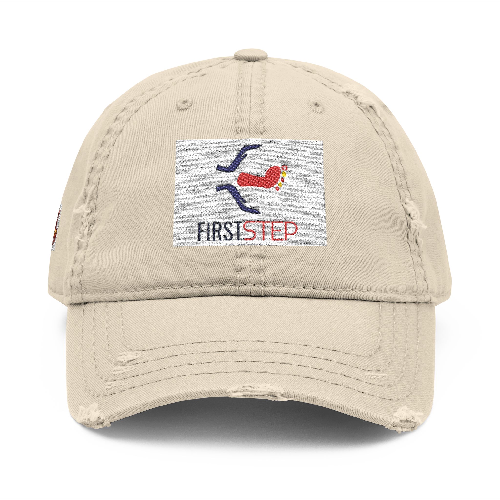 Distressed Embroidered Dad Hat — "First Step" Logo Cap - Image 9