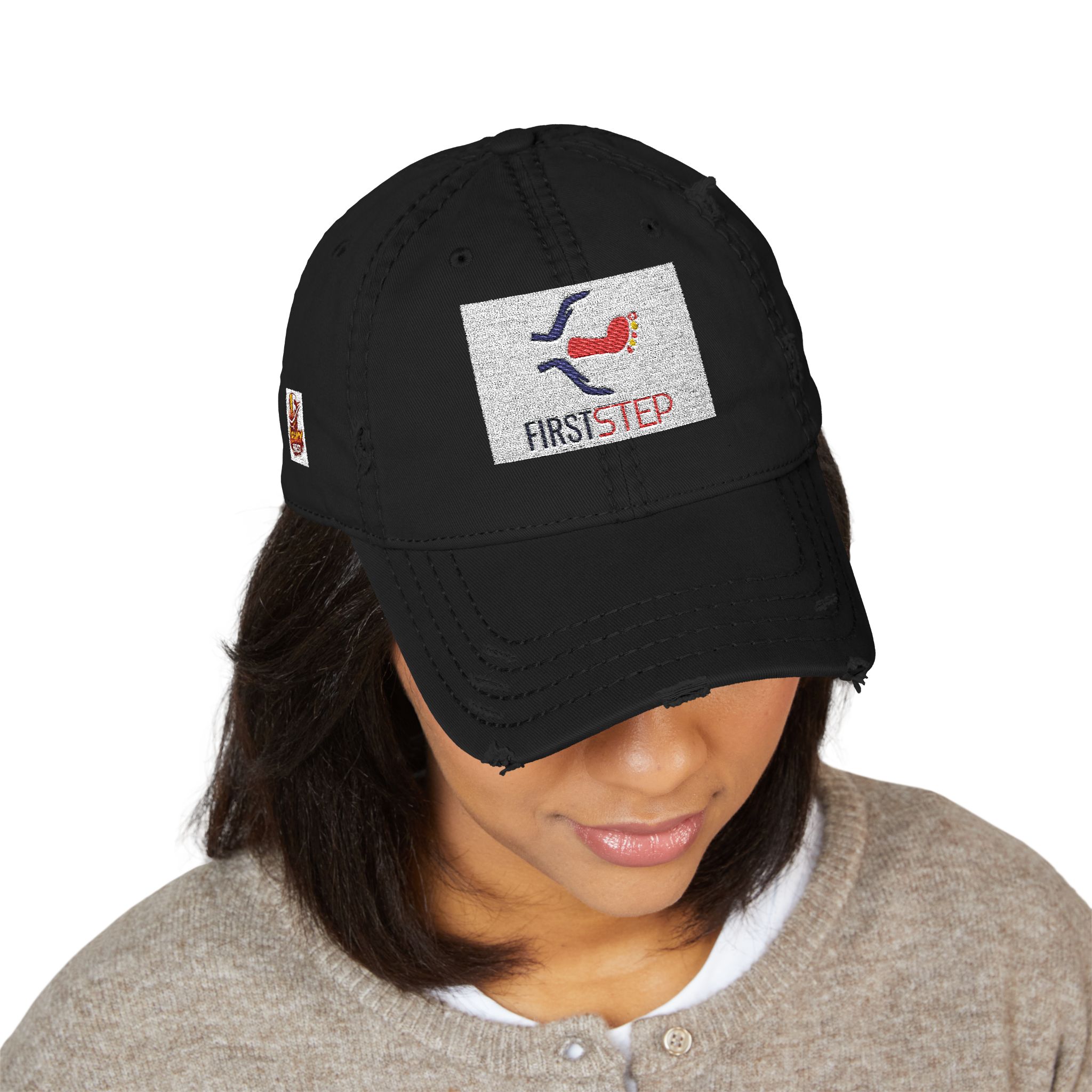 Distressed Embroidered Dad Hat — "First Step" Logo Cap - Image 7