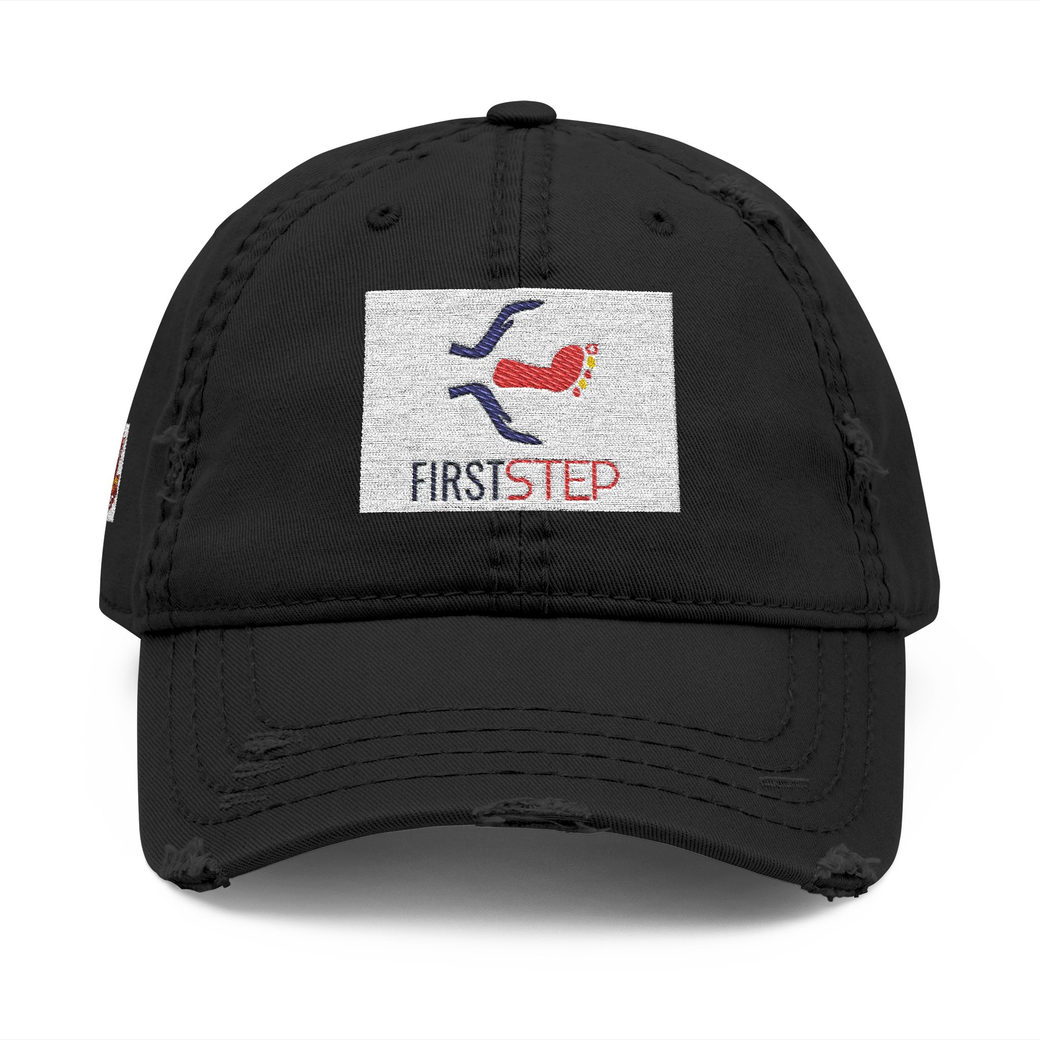 Distressed Embroidered Dad Hat — "First Step" Logo Cap - Image 5