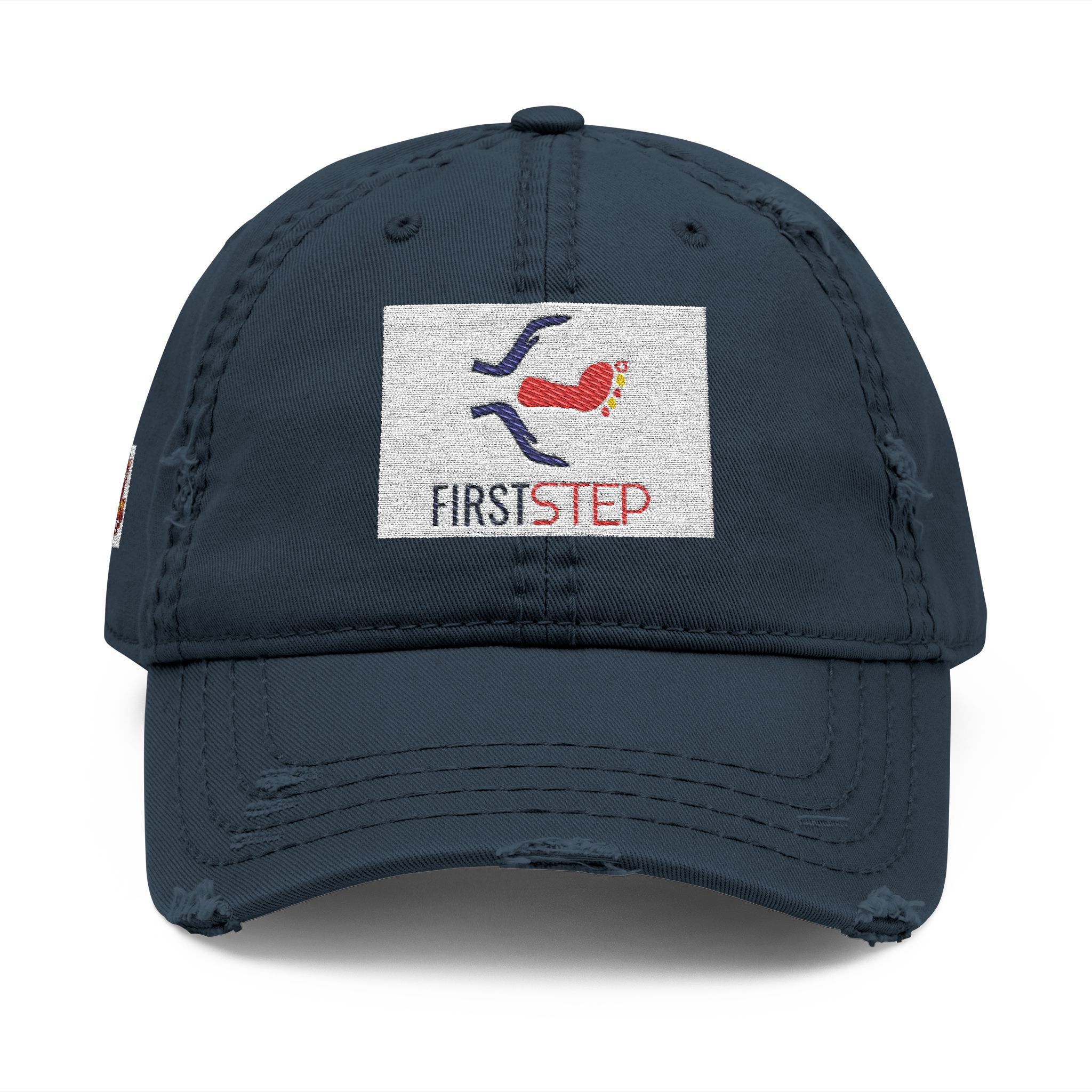 Distressed Embroidered Dad Hat — "First Step" Logo Cap - Image 13
