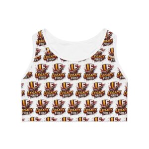 Legacy First All-Over-Print Sports Bra — Team Logo Athletic Crop Top