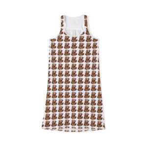 Brown Leather Boot Pattern Racerback Dress — Women's Casual AOP Summer Dress